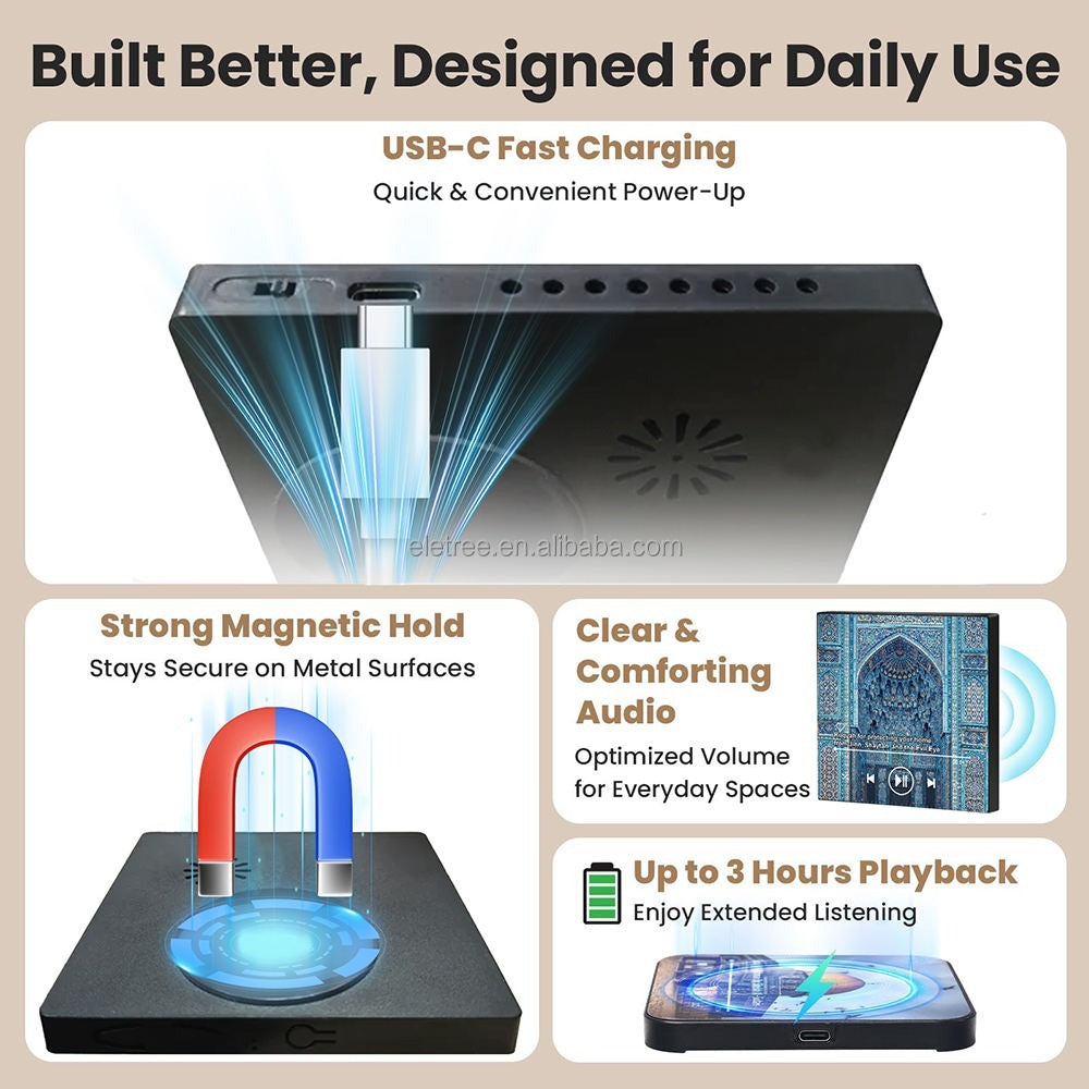 Full Quran Fridge Magnet Speaker | Remote | Bluetooth | 114 Surah Audio | Surah Baqarah | Islamic Gift